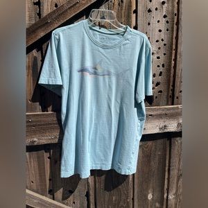 Life is Good Shirt Men Large Turquoise Crusher Tee Pullover Shark Logo Graphic